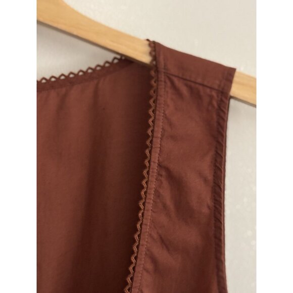 Old Navy Tie-Waist Lace-Trim Blouse Chestnut Brown Sleeves Romantic Victorian XL - Picture 5 of 10